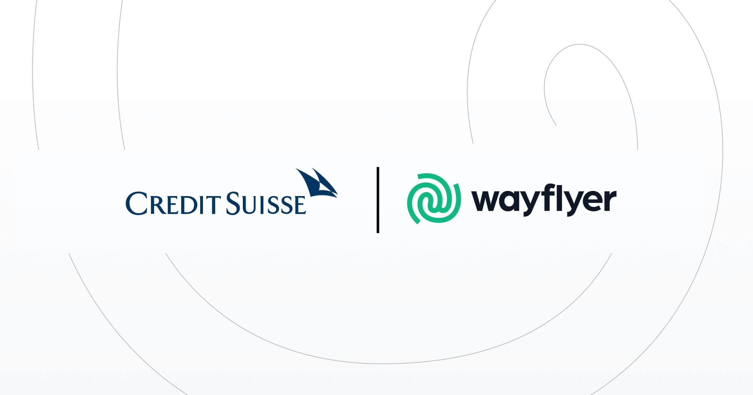 Credit Suisse and Wayflyer logos separated by a bar